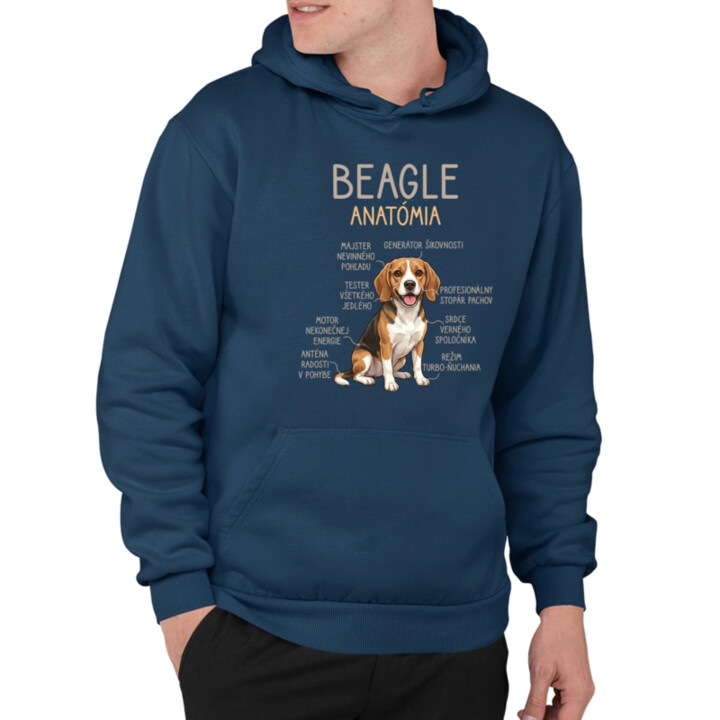 Beagle – anatómia   - pánska mikina s potlačou