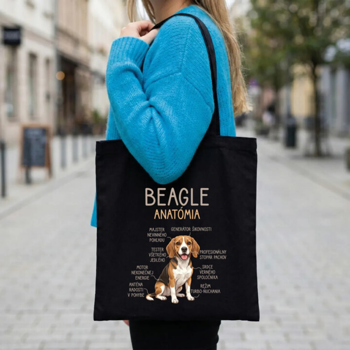 Beagle – anatómia  - taška s potlačou