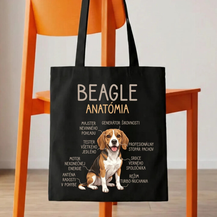 Beagle – anatómia  - taška s potlačou