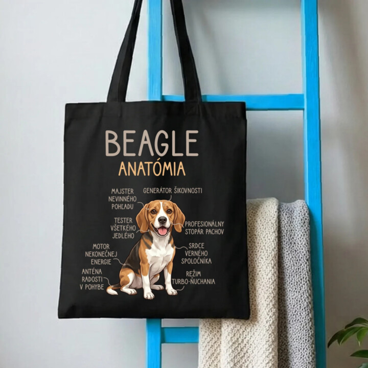 Beagle – anatómia  - taška s potlačou