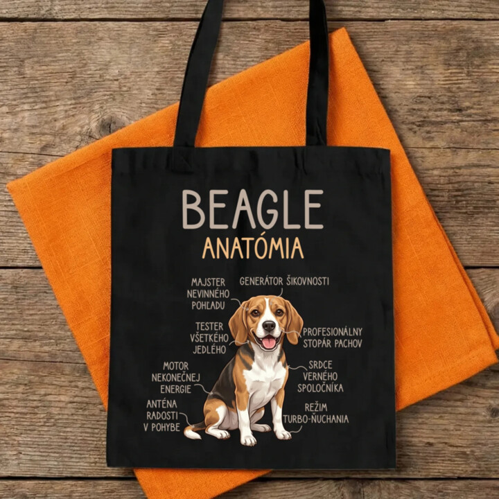 Beagle – anatómia  - taška s potlačou