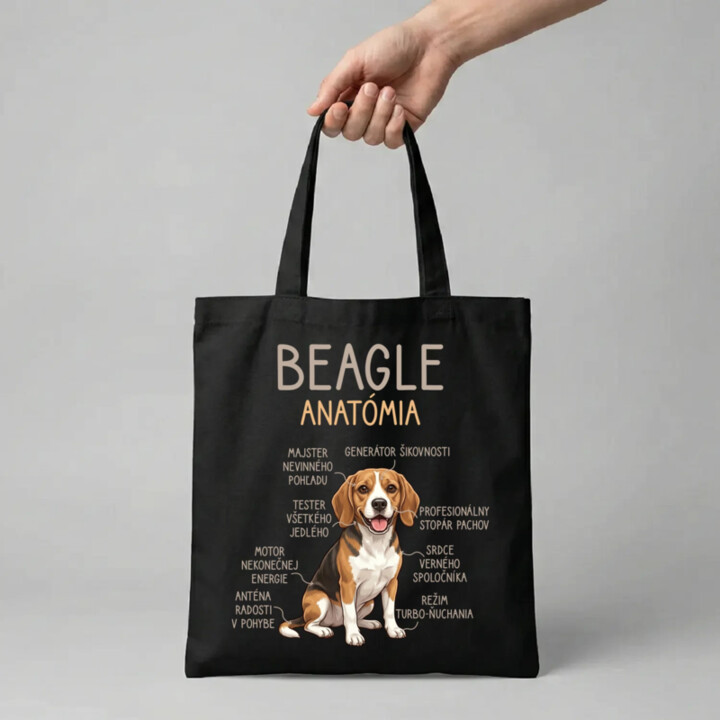 Beagle – anatómia  - taška s potlačou