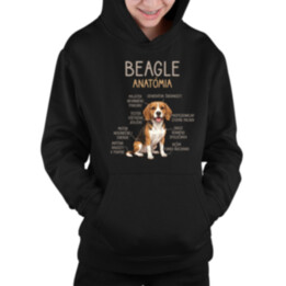 Beagle – anatómia  - detská mikina s kapucňou