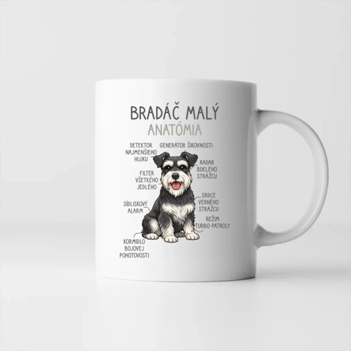 Bradáč malý – anatómia - keramický hrnček s potlačou