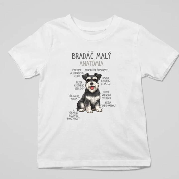 Bradáč malý – anatómia - detské tričko s potlačou