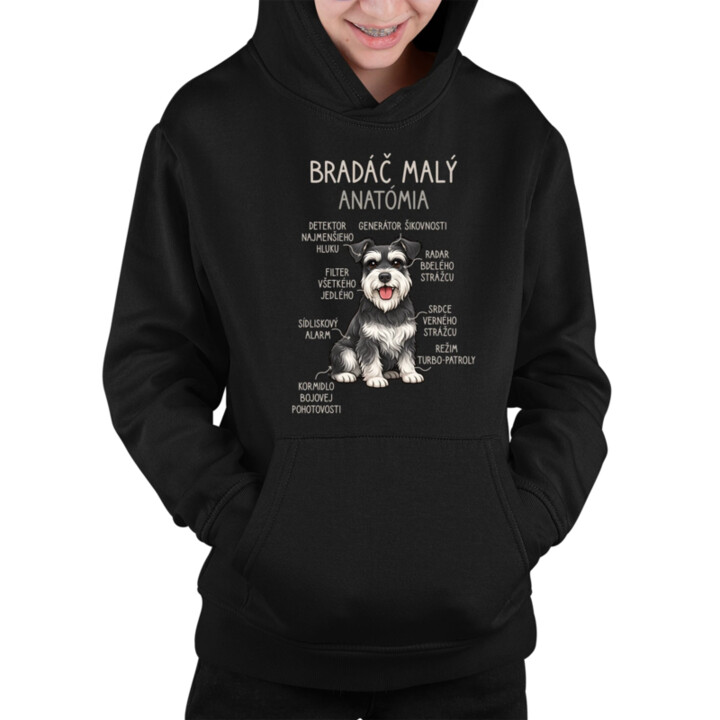 Bradáč malý – anatómia - detská mikina s kapucňou