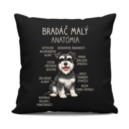 Bradáč malý – anatómia - čierny vankúš s potlačou