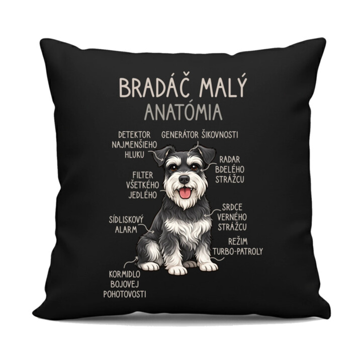 Bradáč malý – anatómia - čierny vankúš s potlačou