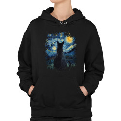Kočka inšpirovaná Van Goghom  - dámska mikina s potlačou
