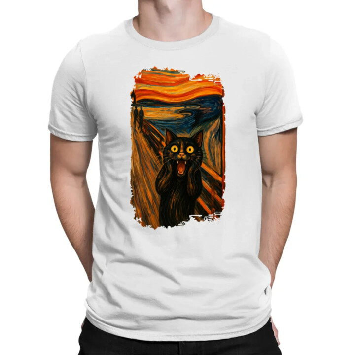 Mačka výkrik – inšpirovaná Van Goghom - pánske tričko s potlačou