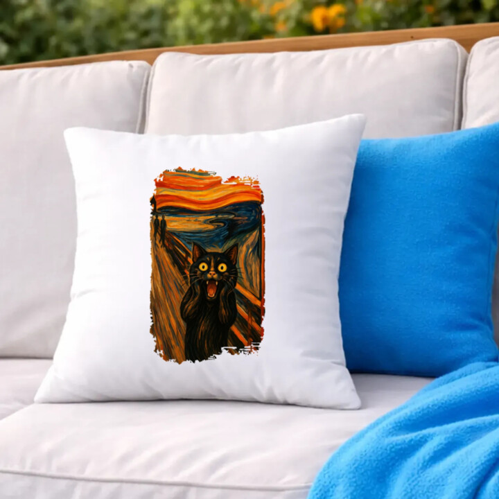 Mačka výkrik – inšpirovaná Van Goghom - vankúš s potlačou