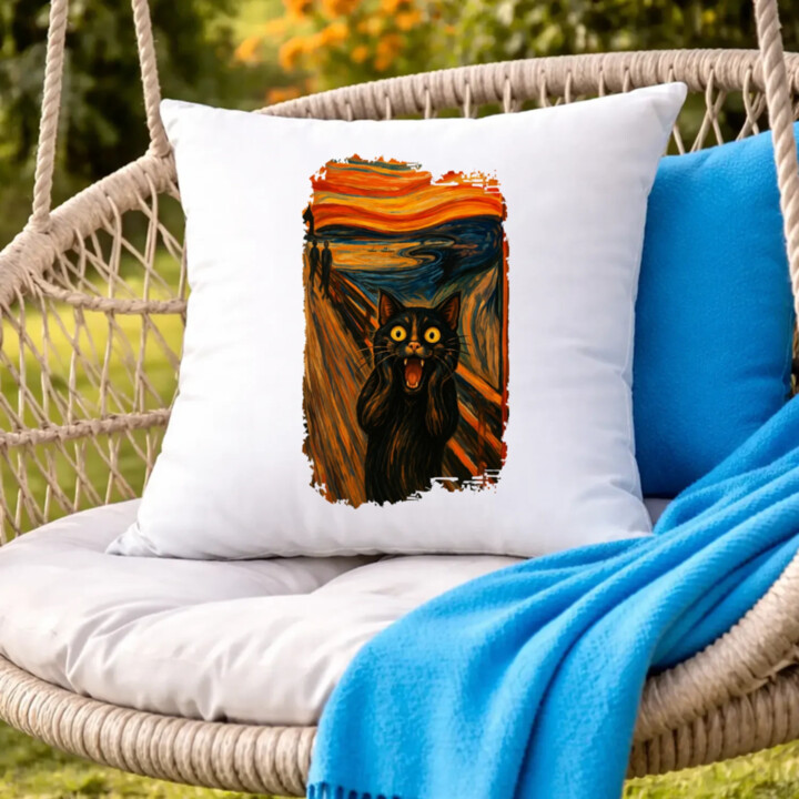 Mačka výkrik – inšpirovaná Van Goghom - vankúš s potlačou