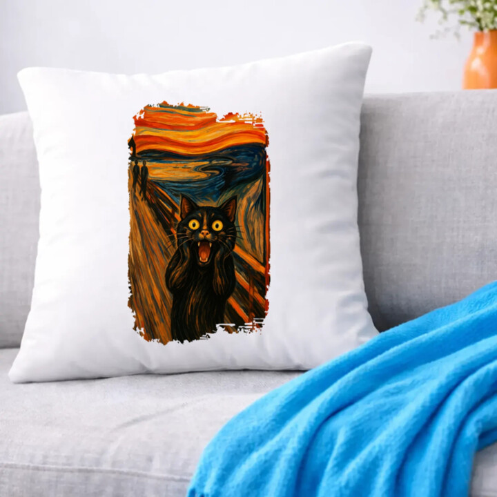 Mačka výkrik – inšpirovaná Van Goghom - vankúš s potlačou