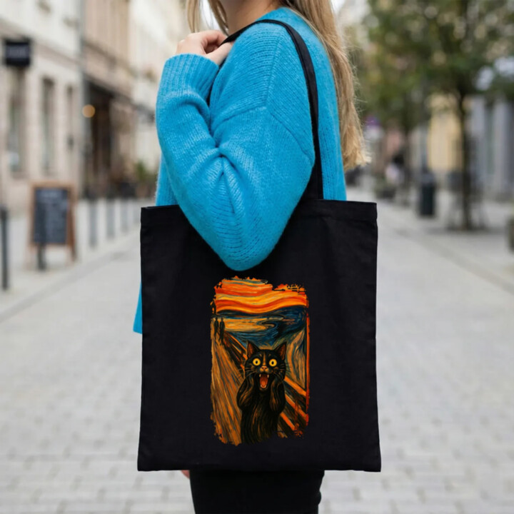 Mačka výkrik – inšpirovaná Van Goghom - taška s potlačou