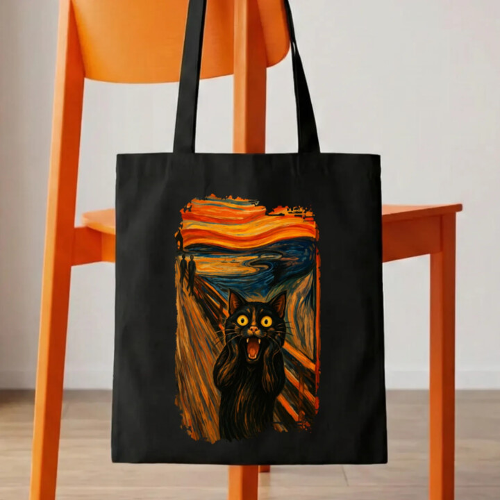 Mačka výkrik – inšpirovaná Van Goghom - taška s potlačou