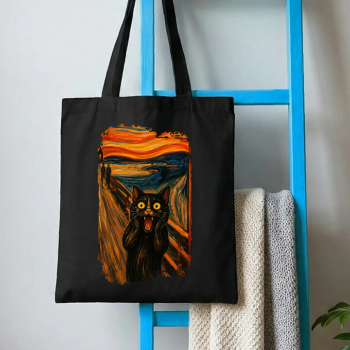 Mačka výkrik – inšpirovaná Van Goghom - taška s potlačou