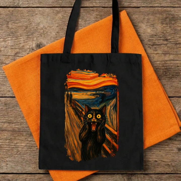Mačka výkrik – inšpirovaná Van Goghom - taška s potlačou