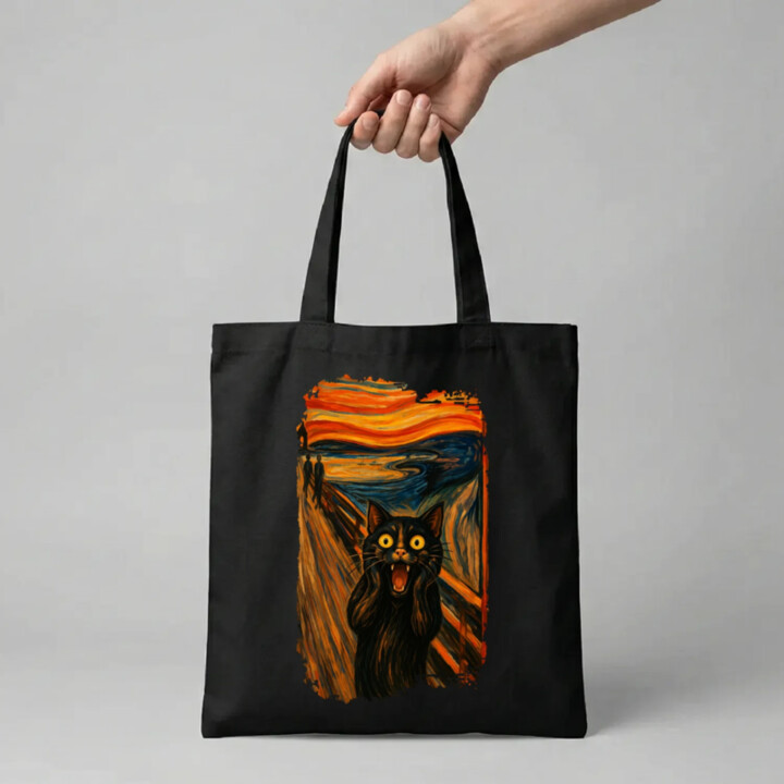Mačka výkrik – inšpirovaná Van Goghom - taška s potlačou