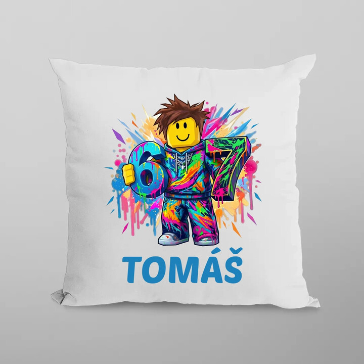 Six seven - 67 - meno - pre fanúšikov hry Roblox - vankúš s potlačou - personalizovaný produkt