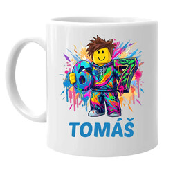 Six seven - 67 - meno - pre fanúšikov hry Roblox - keramický hrnček s potlačou - personalizovaný produkt