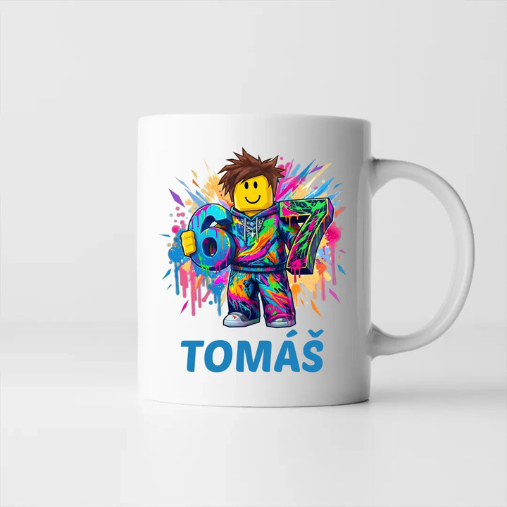 Six seven - 67 - meno - pre fanúšikov hry Roblox - keramický hrnček s potlačou - personalizovaný produkt