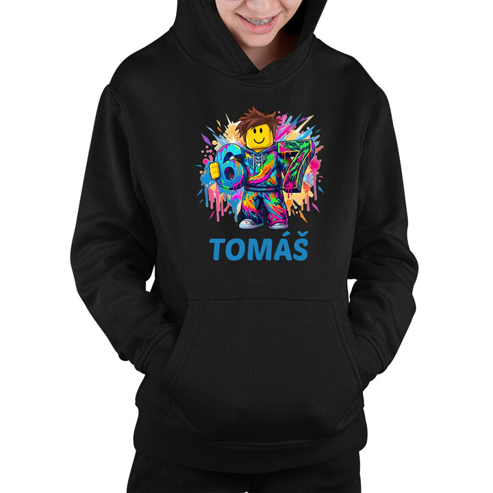 Six seven - 67 - meno - pre fanúšikov hry Roblox - detská mikina s kapucňou - personalizovaný produkt