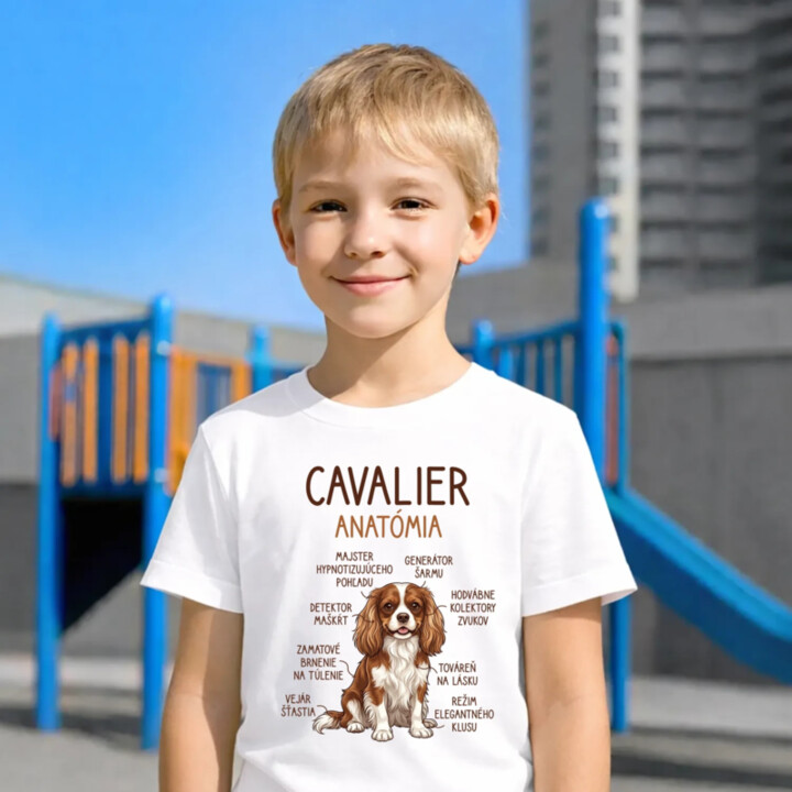 Cavalier – anatómia - detské tričko s potlačou