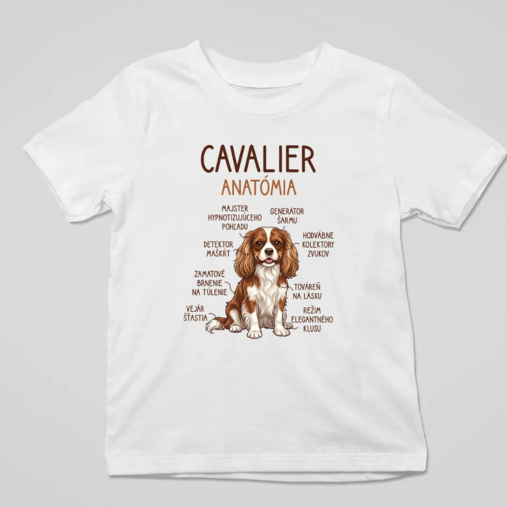 Cavalier – anatómia - detské tričko s potlačou