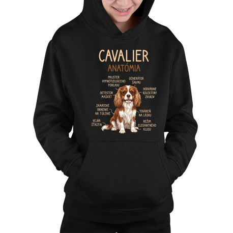 Cavalier – anatómia - detská mikina s kapucňou
