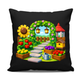 Grow a garden - čierny vankúš s potlačou