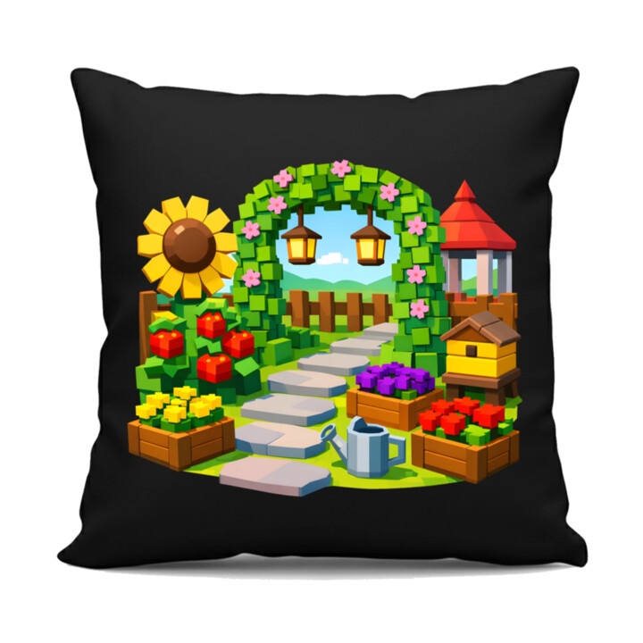 Grow a garden - čierny vankúš s potlačou