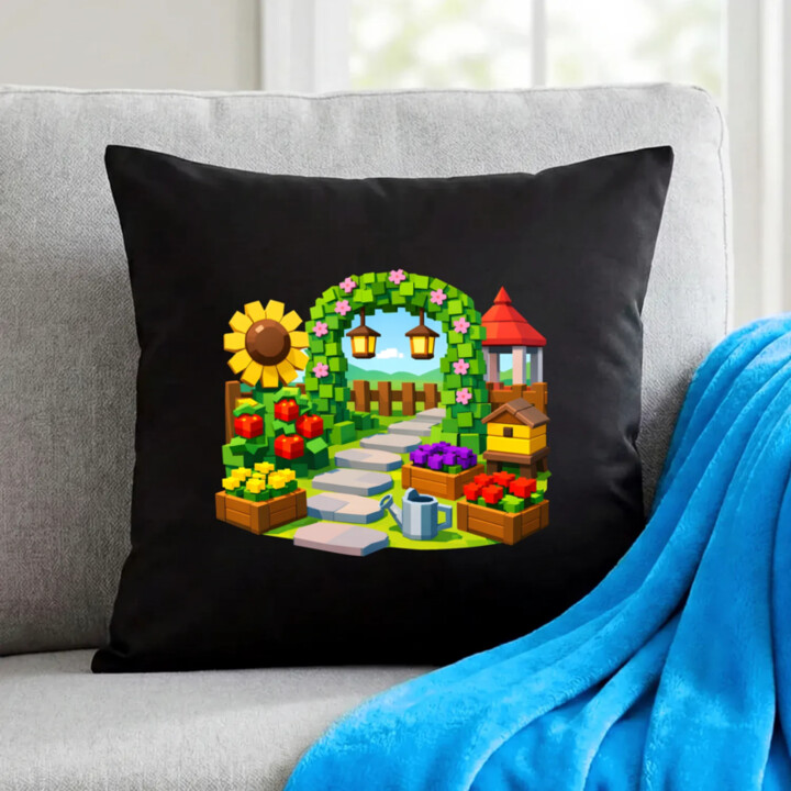 Grow a garden - čierny vankúš s potlačou