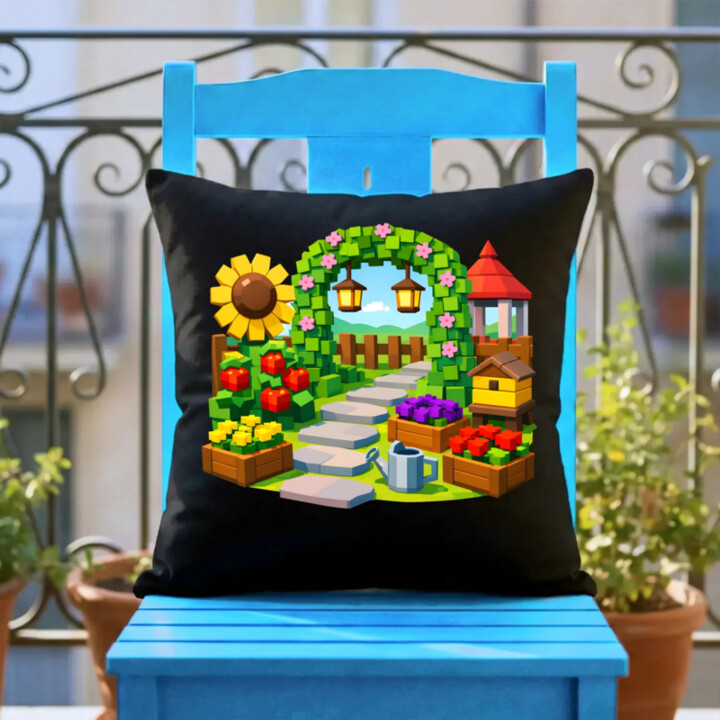 Grow a garden - čierny vankúš s potlačou