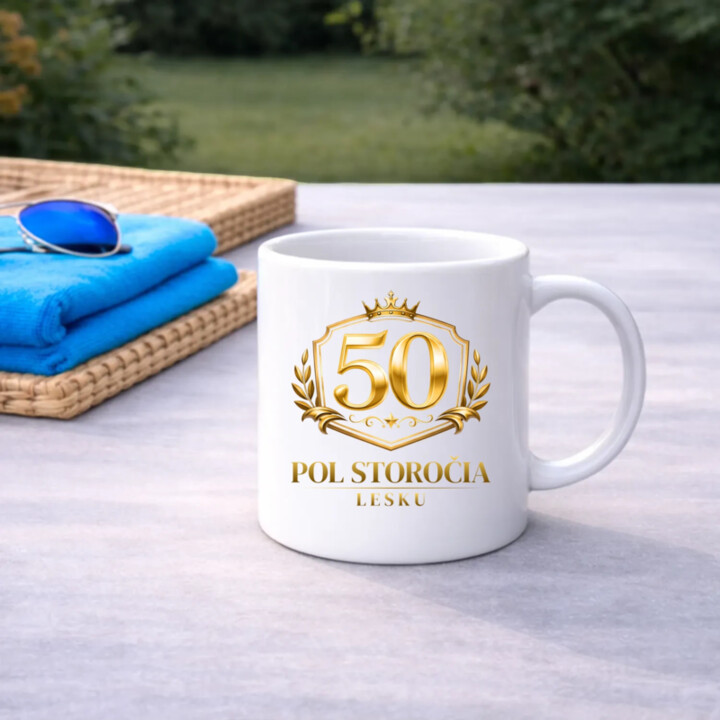 50 – pol storočia lesku - keramický hrnček s potlačou