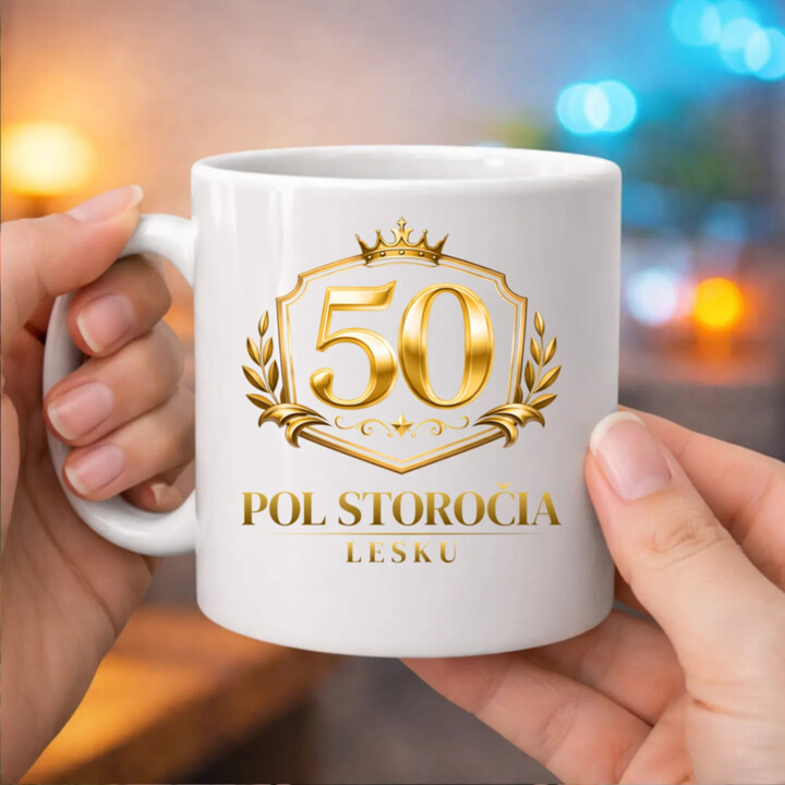 50 – pol storočia lesku - keramický hrnček s potlačou