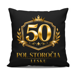 50 – pol storočia lesku - čierny vankúš s potlačou