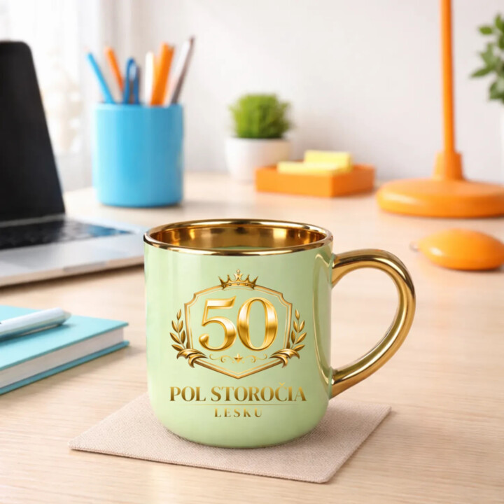 50 – pol storočia lesku – Elegantný hrnček na darček