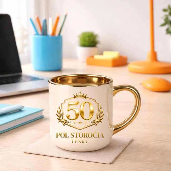50 – pol storočia lesku – Elegantný hrnček na darček