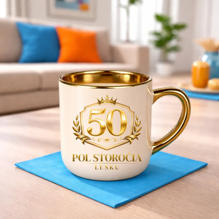 50 – pol storočia lesku – Elegantný hrnček na darček