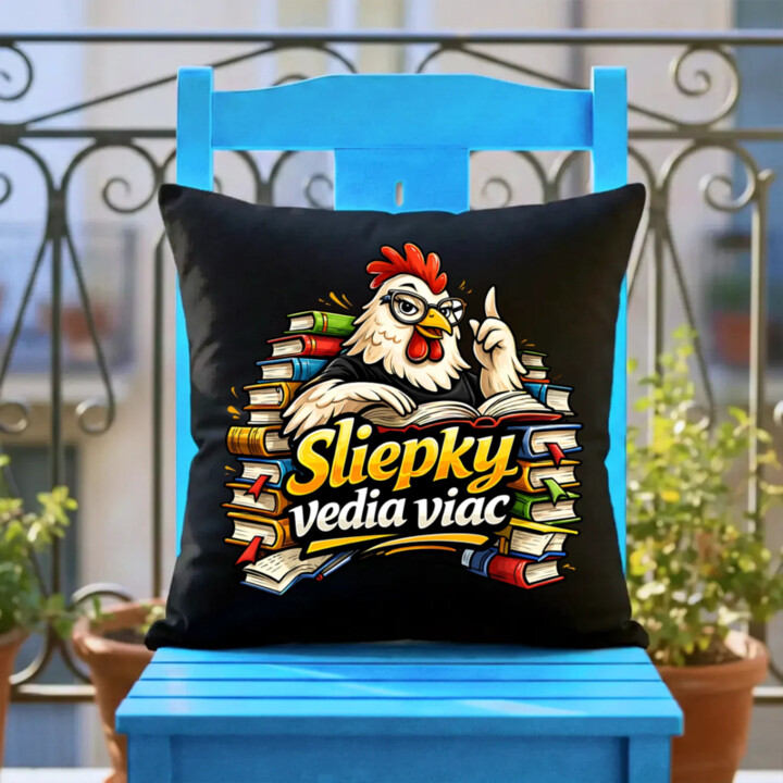 Sliepky vedia viac - čierny vankúš s potlačou