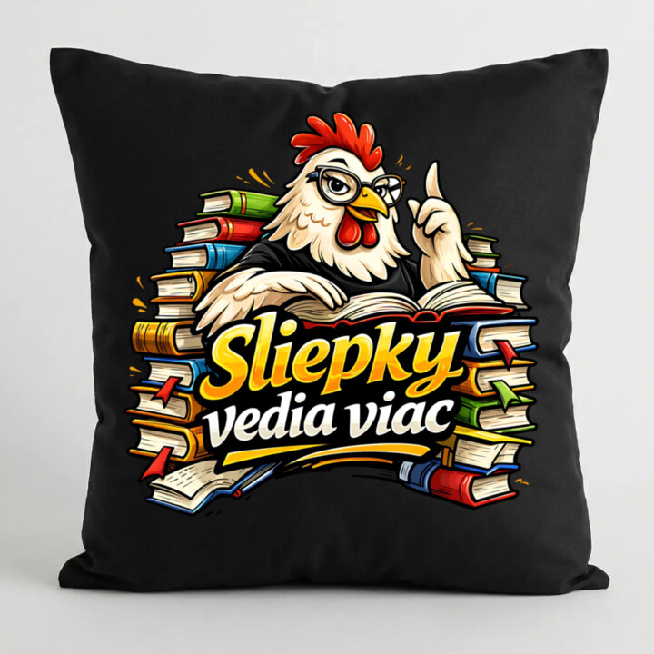Sliepky vedia viac - čierny vankúš s potlačou