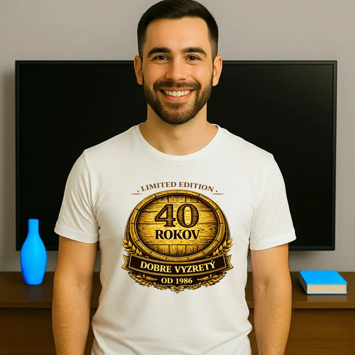 Limited edition 40 rokov - dobre vyzretý - od 1986 - pánske tričko s potlačou