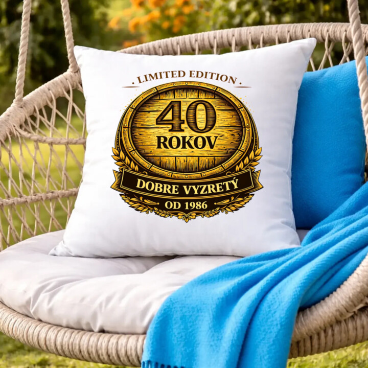 Limited edition 40 rokov - dobre vyzretý - od 1986 - vankúš s potlačou