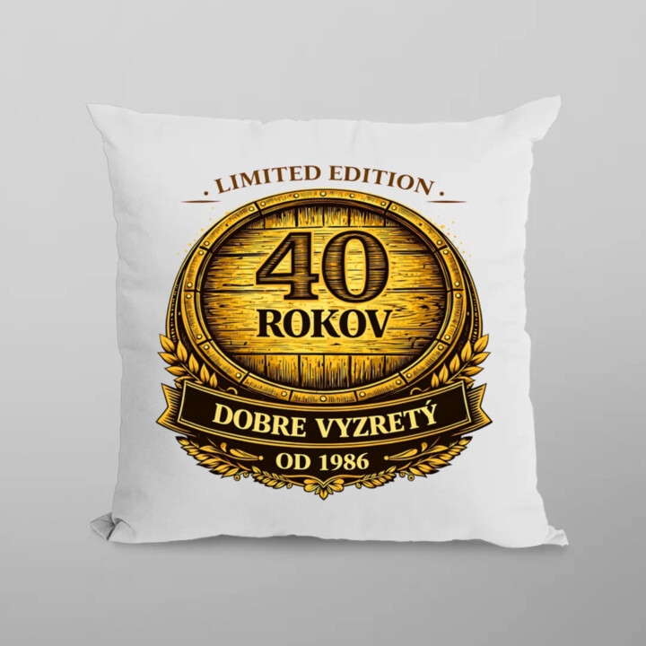 Limited edition 40 rokov - dobre vyzretý - od 1986 - vankúš s potlačou