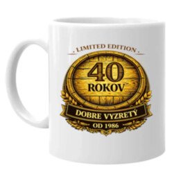 Limited edition 40 rokov - dobre vyzretý - od 1986 - keramický hrnček s potlačou