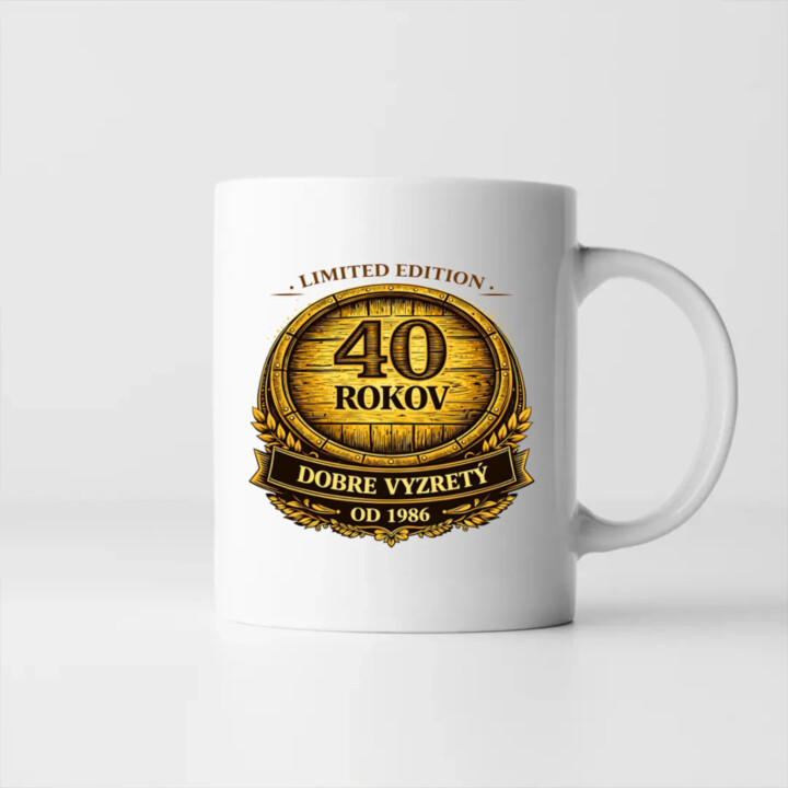 Limited edition 40 rokov - dobre vyzretý - od 1986 - keramický hrnček s potlačou