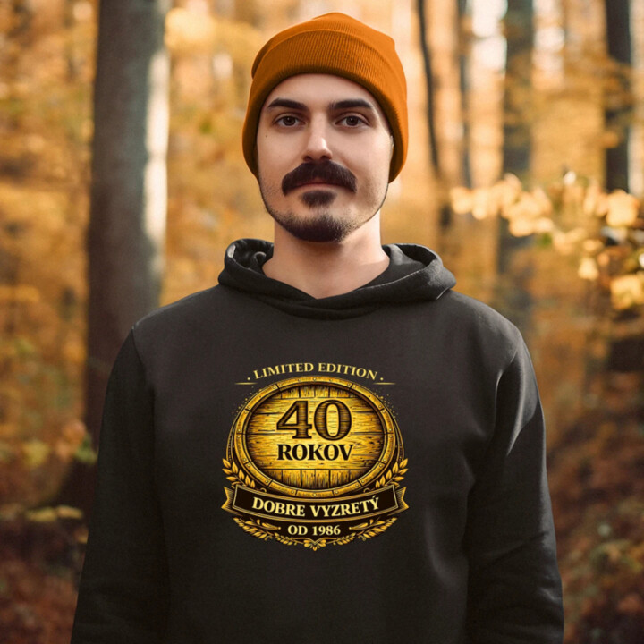 Limited edition 40 rokov - dobre vyzretý - od 1986  - pánska mikina s potlačou