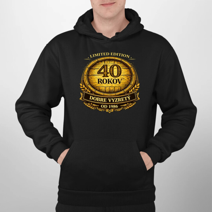 Limited edition 40 rokov - dobre vyzretý - od 1986  - pánska mikina s potlačou