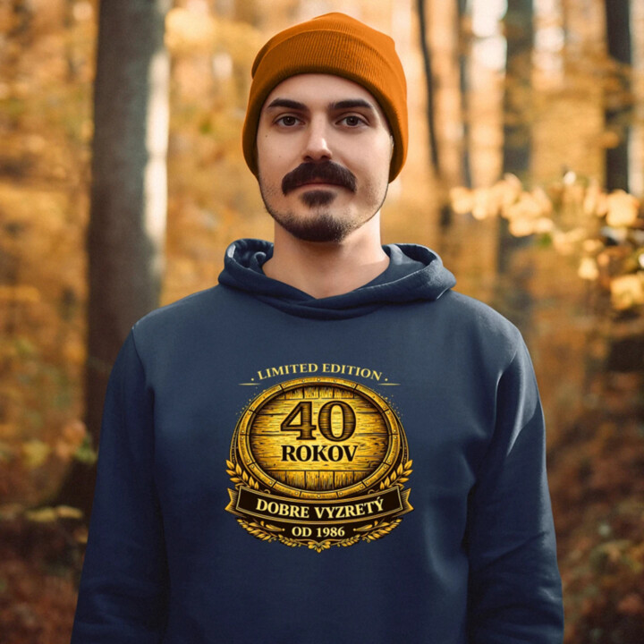 Limited edition 40 rokov - dobre vyzretý - od 1986  - pánska mikina s potlačou