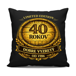 Limited edition 40 rokov - dobre vyzretý - od 1986 - čierny vankúš s potlačou
